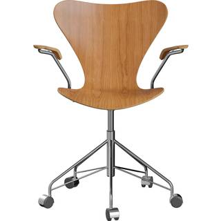 Fritz Hansen - 3217 Sjuan, Körsbärsfanér - Skrivebordsstole - Arne Jacobsen - Træ farvet
