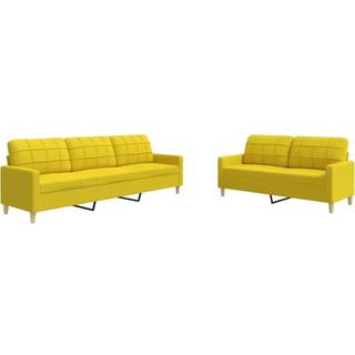Sofasæt 2 Dele Stof - Lysegul / Uden fodskammel