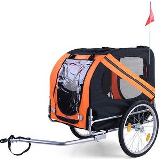 Cykeltrailer til hund, sammenklappelig, maks 40 kg - sort/orange