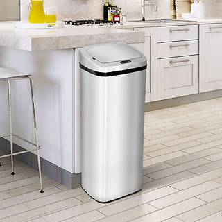 HOMCOM 50L Infrared Touchless Automatic Motion Sensor Dustbin, Stainless Steel Trash Can for Home & Office, Modern Design Aosom UK