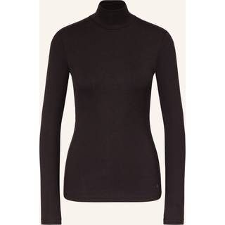 Fitted Ribbed Mock Neck Top - Black - XXS