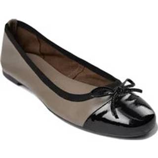 Sofie Schnoor ballerina i læder – Dark Sand | Elegant damesko med sløjfe og laksnude | Komfortabel gummisål - 37, 38, 39, 40, 41