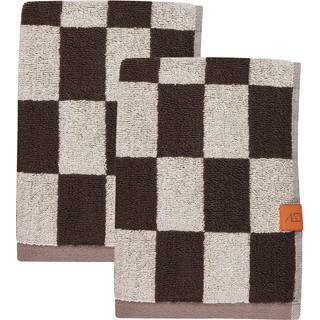 Mette Ditmer Retro Towel Håndklæde 40x55 Cm 2-pak Chocolate - Håndklæder & Badelagner Økologisk Bomuld Chokolade - RETTWG01