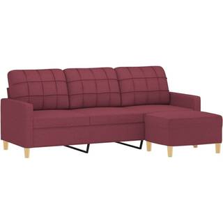 3-personers sofa med fodskammel 180 cm stof Vinrød