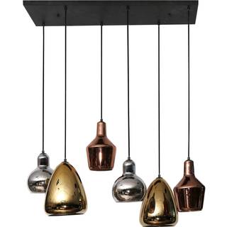 Mixtura hængelampe, 6 lyskilder, glas, metal, flerfarvet