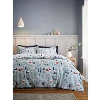 Bianca Bianca Blue Brushed 100% Cotton Winter Scene Duvet Cover Set