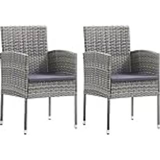 Havestole Hynder Polyrattan Grå - 2 / Mørkegrå