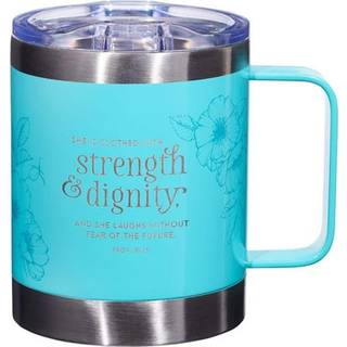 Kristne kunst gaver rustfrit st?l dobbelt v?g vakuum isoleret lejrstil rejse krus 11 oz blomster teal kaffekrus med l?g og h?ndtag til kvinder -