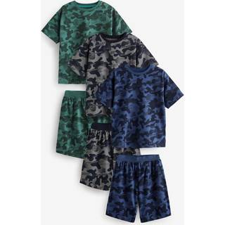 Next Blue/Grey/Green Camouflage Short Pyjamas 3 Pack (3-16yrs)
