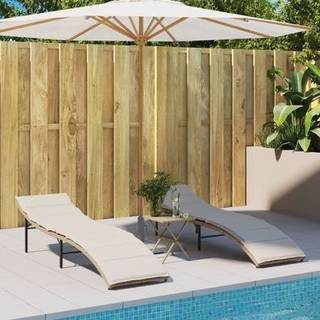 liggestole 2 stk. med hynder polyrattan beige