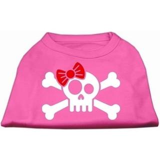 Skull Crossbone Bow Screen Print Shirt Bright Pink SM