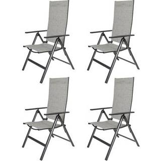 Keddy 4 x havestol, justerbar ryg, 7 positioner sort/lys grå mix.