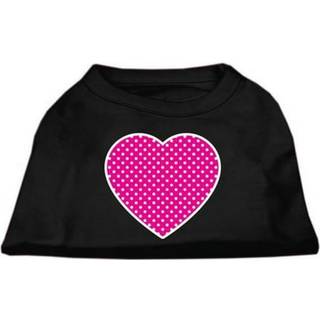 Pink Swiss Dot Heart Screen Print Shirt Black XS