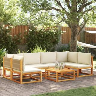 7-delt havesofasæt med hynder træ akacie og reb