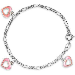 Pia & Per charms børnearmbånd med åbne hjerter i sølv, rosa