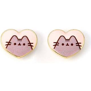 Pusheen Stud Earrings Pink and Gold Heart