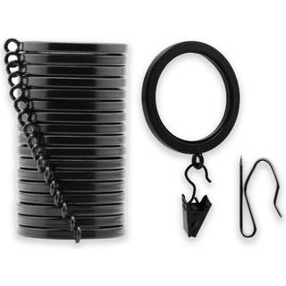 Blasthome luksusgardinringe - Premium metal med stille glatte nylonindsatser - Pinhooks og klip inkluderet - 1 1/2 """" Indvendigt diameter - 18 ri