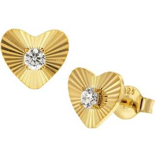 trendor 68242 Damen-Ohrringe Herz Ohrstecker 925 Silber Vergoldet