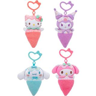 Hello Kitty og Friends 4-Pack Ice Cream Clip-on Plush med Hello Kitty Kuromi My Melody and Cinnamoroll med unikke bue klip