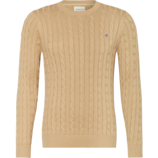 Crewneck Striktrøje, Dark Khaki, 3XL