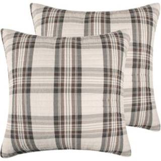 Levtex Home - Lodge Toile - Euro Sham Set of 2 - Tartan Plaid - Brown Cream and Charcoal - (26x26in.) Ingen insats - reversibel - bomull