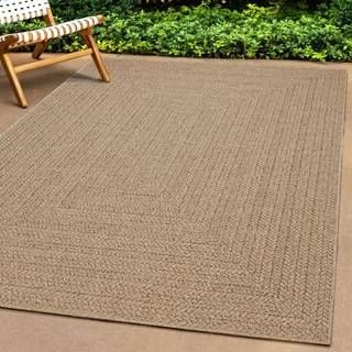 gulvtæppe ZIZUR beige 200x200cm jute-look indendørs og udendørs