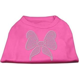 Rhinestone Bow Shirts Bright Pink XL