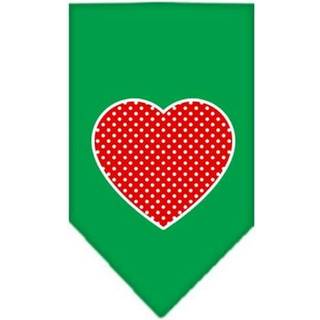 Röd schweizisk prick hjärtskärm tryck bandana smaragdgrön stor
