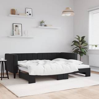 Daybed Velour Sort - med udtræk / 80 x 200 cm