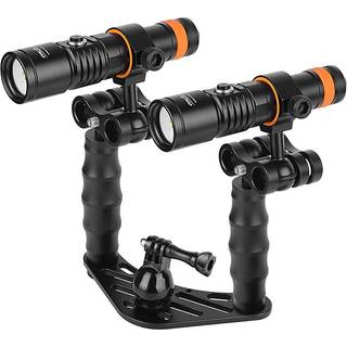 OrcaTorch 2 x D710V 3color videolight with Gopro tray DOUBLE lampholder 21700 Battery max 2000 Lumen