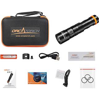 OrcaTorch Dykkerlygte DC710 genopladelig LED 3000 Lumen Sort sort