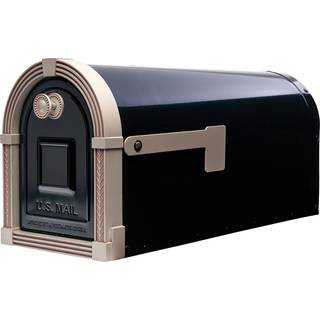 Brunswick Large Steel Post Mount Mailbox sort med b?rstet nikkel
