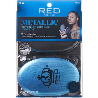 RED Premium Boar Bristles Brush Pocket Wave Brush with Case Bow Wow 360 Wave Brush til m?nd Medium h?rd buet b?rste (bl?)