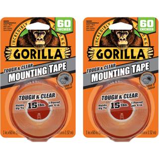 Gorilla Tough & Clear dobbeltsidet monteringsb?nd Vejrbestandig 1 """" X 60 """" Clear (pakke med 2)