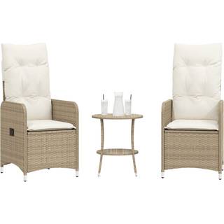 Havestol Med Hynder Justerbart Ryglæn Polyrattan - 2 / Beige / Med bord