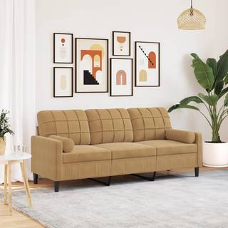 2-Personers Sofa Med Pyntepuder Velour - 180 cm / Brun