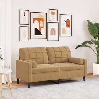 2-Personers Sofa Med Pyntepuder Velour - 140 cm / Brun