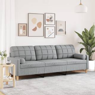 2-Personers Sofa Med Pyntepuder Stof - 210 cm / Lysegrå