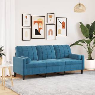 2-Personers Sofa Med Pyntepuder Velour - 180 cm / Blå