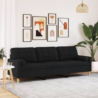 2-Personers Sofa Med Pyntepuder Stof - 210 cm / Sort