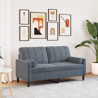 2-Personers Sofa Med Pyntepuder Velour - 140 cm / Mørkegrå