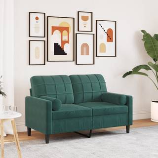 2-Personers Sofa Med Pyntepuder Velour - 120 cm / Mørkegrøn