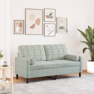 2-Personers Sofa Med Pyntepuder Velour - 140 cm / Lysegrå