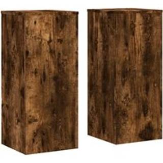 plantestativer 2 stk. 30x30x70 cm konstrueret træ røget eg