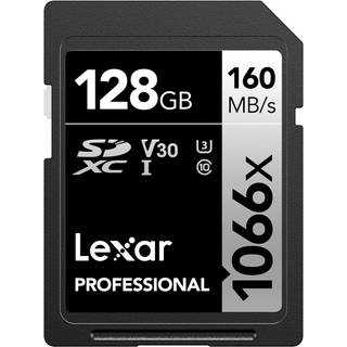 Lexar 128 GB Professional 1066x SDXC Memory Card UHS-I C10 U3 V30 FULL-HD & 4K VIDEO Op til 160MB/s L?s for DSLR- og Mirrorless-kameraer (LSD1066
