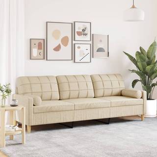 2-Personers Sofa Med Pyntepuder Stof - 210 cm / Creme