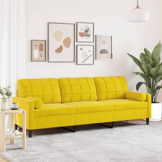 2-Personers Sofa Med Pyntepuder Velour - 210 cm / Gul