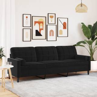 2-Personers Sofa Med Pyntepuder Velour - 210 cm / Sort