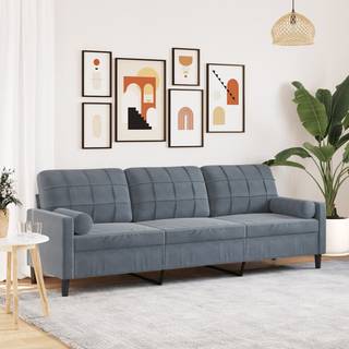 2-Personers Sofa Med Pyntepuder Velour - 210 cm / Mørkegrå