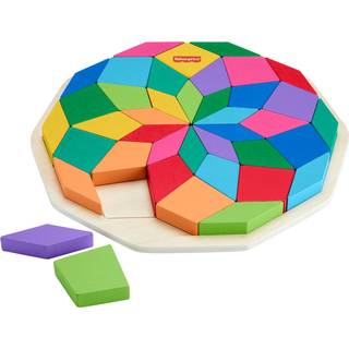 Fisher-Price Wood Preschool Toy Mandala Puzzle med geometrisk design 41 träbitar för barn i åldrarna 3 år